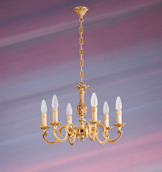 Lustre bronze 6 lumires Louis XV, Lucien Gau