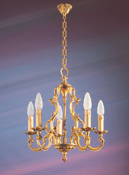 Lustre bronze 5 lumires Louis XV, Lucien Gau